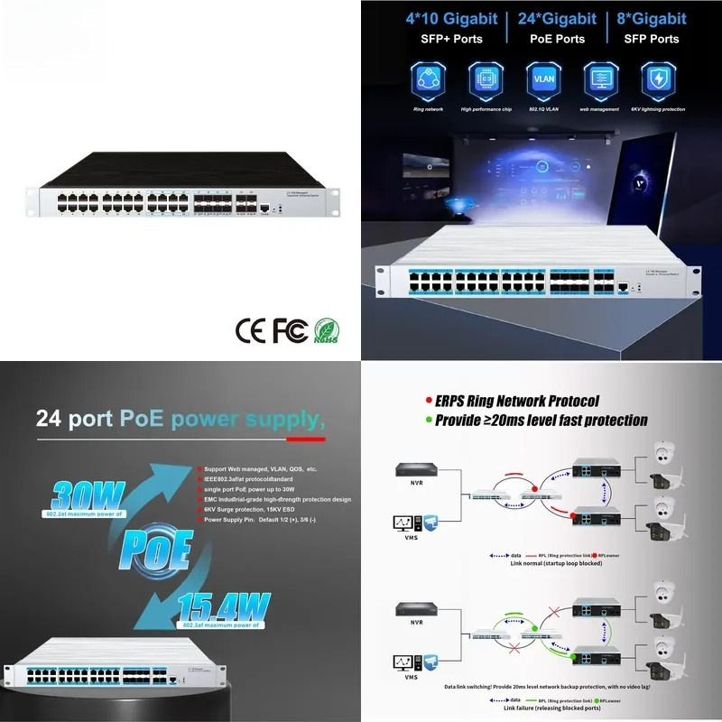 24포트 PoE 산업용 관리형 스위치, 4개의 10G  - Sfp+ 10G Managed Switch 8 Port 리뷰 및 가격